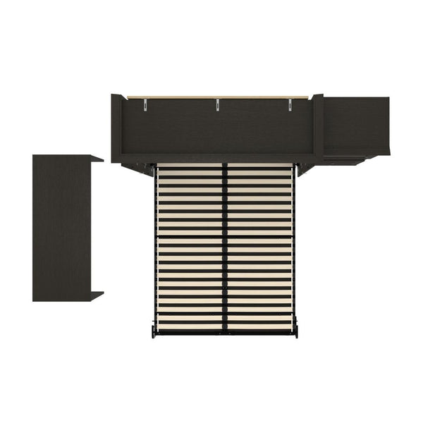 Queen Murphy Bed and 1 Storage Unit with Mobile Nightstand and Desk (118”)