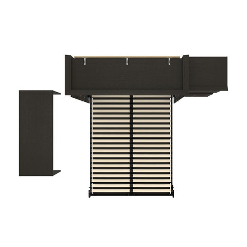 Queen Murphy Bed and 1 Storage Unit with Mobile Nightstand and Desk (118”)