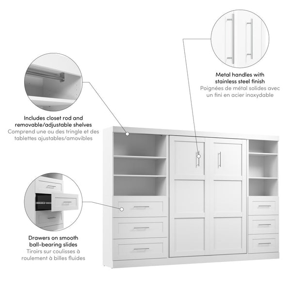 Full Murphy Bed and 2 Shelving Units with Drawers (120W)