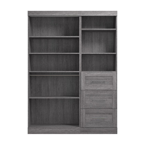 Contemporary Closet System with Shelves, Drawers & Clothing Rods, 61W x 19D