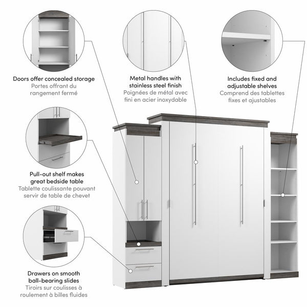 Queen Murphy Bed with Storage Cabinet and Shelves (106W)