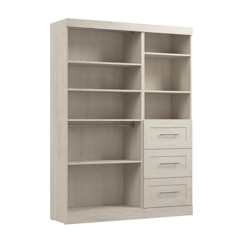 Contemporary Closet System with Shelves, Drawers & Clothing Rods, 61W x 19D