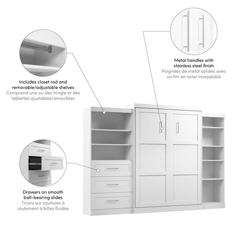 Queen Murphy Bed with Shelving and Drawers (126W)