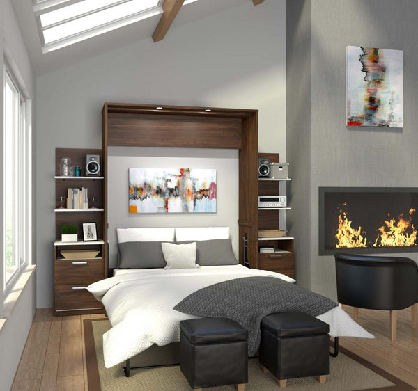 Queen Murphy Bed with Nightstands and Floating Shelves (105W)