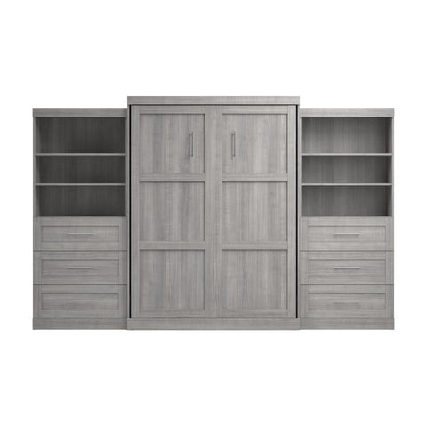 Queen Murphy Bed and 2 Shelving Units with Drawers (136W)