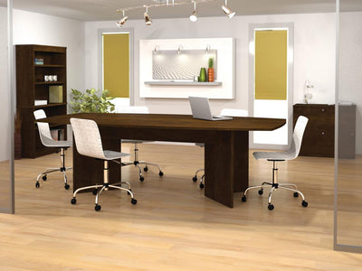 Boat shaped conference table, Lateral File and Bookcase