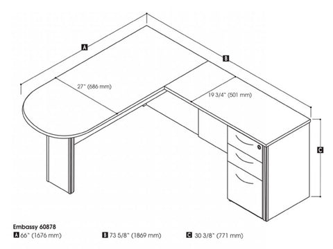 L-Shaped Desk with Assembled Pedestal
