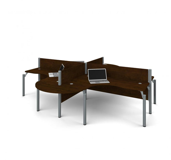 4-Person Office Cubicles with Rounded Corners and Low Privacy Panels