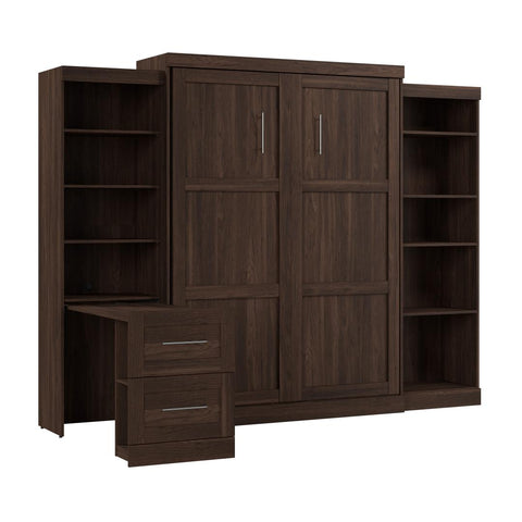 115W Queen Size Murphy Bed with Pull-Out Desk and Storage