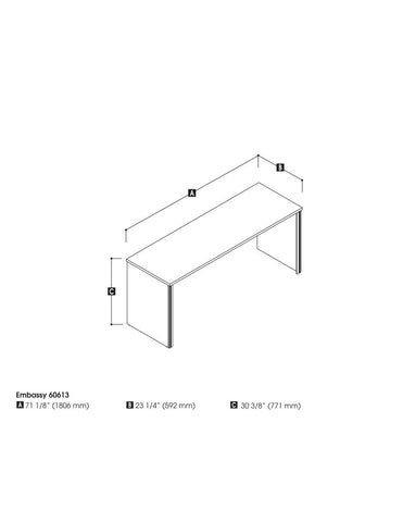 72W Narrow Desk Shell