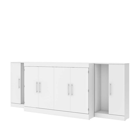 3-Piece Set Including One Queen Cabinet Bed with Mattress and Two 26″ Storage Units