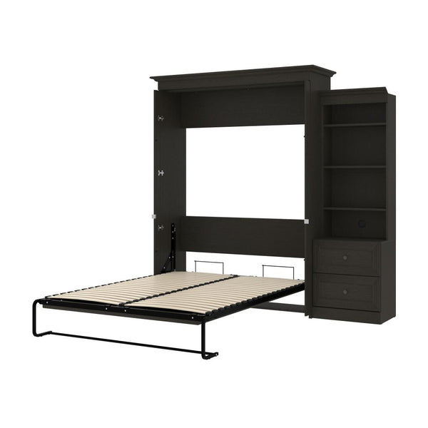 Queen Murphy Bed and Shelving Unit with 2 Drawers (92W)