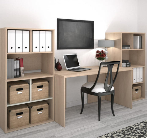 60W Computer Desk with Shelving Units