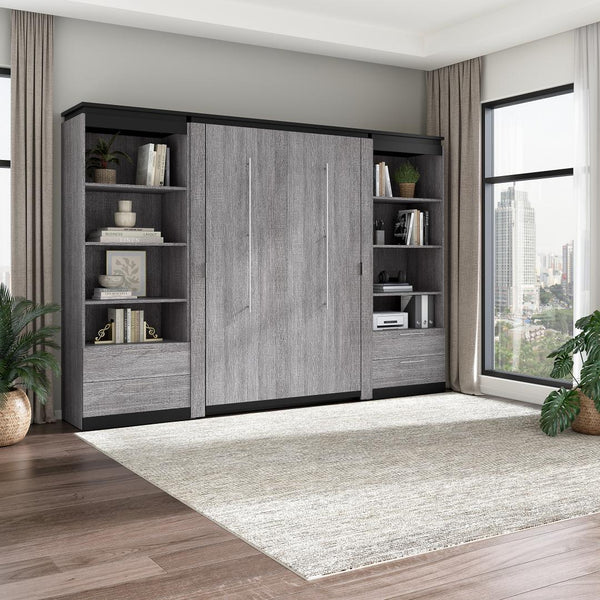 Full Murphy Bed with Shelves and Drawers (120W)