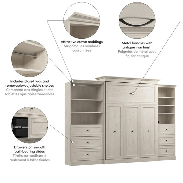 Queen Murphy Bed and Closet Organizers with Drawers (126W)