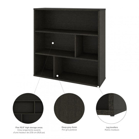 48W Table Desk with U-Shaped Metal Leg and Asymmetrical Shelving Unit