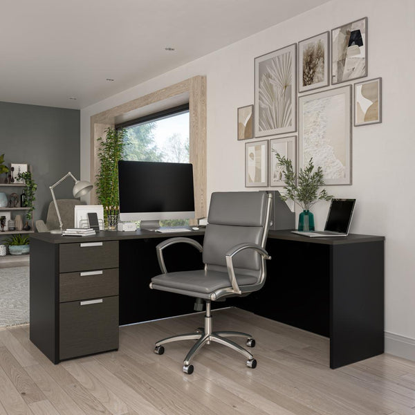 72W L-Shaped Desk with Pedestal