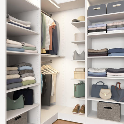Modular Corner Closet System with Floating Shelves, 20W x 16D