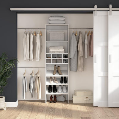 Closet Kit with Shoe Shelves, Clothing Rods & Cubbies, 24W x 15D