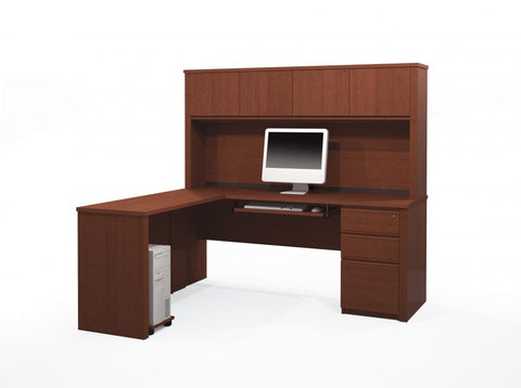 L-Shaped Desk with Hutch and Assembled Pedestal