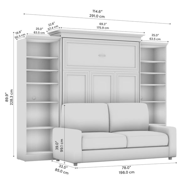 Queen Murphy Bed with Sofa and Closet Organizers (115W)