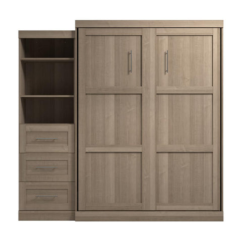 Queen Murphy Bed and Shelving Unit with Drawers (90W)