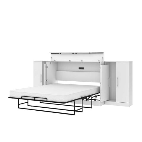 3-Piece Set Including One Queen Cabinet Bed with Mattress and Two 26″ Storage Units