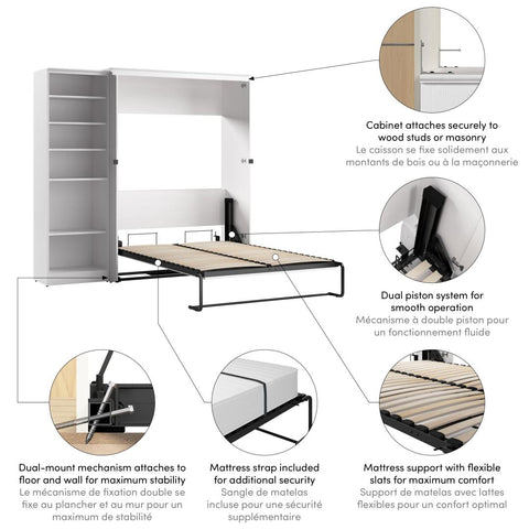 Full Murphy Bed with Closet Organizer (88W)