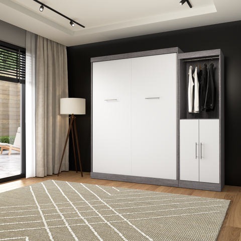 Queen Murphy Bed with Closet Organizer with Doors (90W)