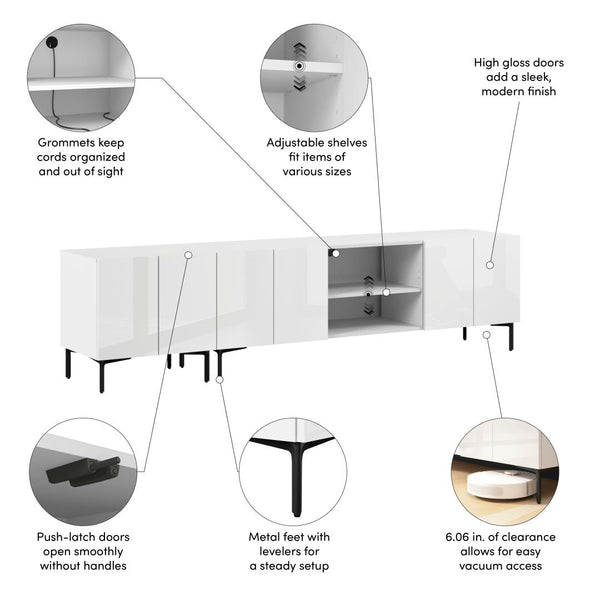 94W Modular Entertainment Center with TV Stand and Storage Cabinet