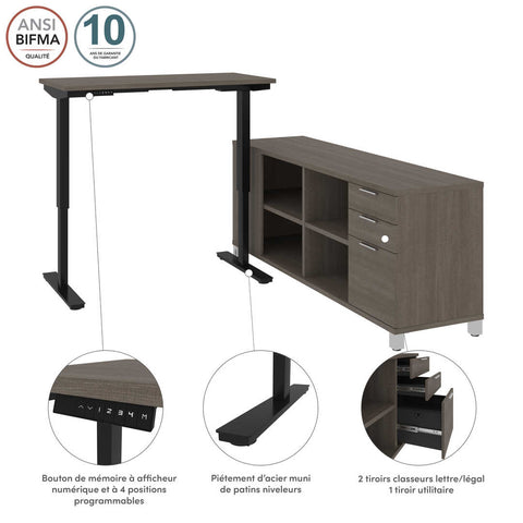72W L-Shaped Standing Desk