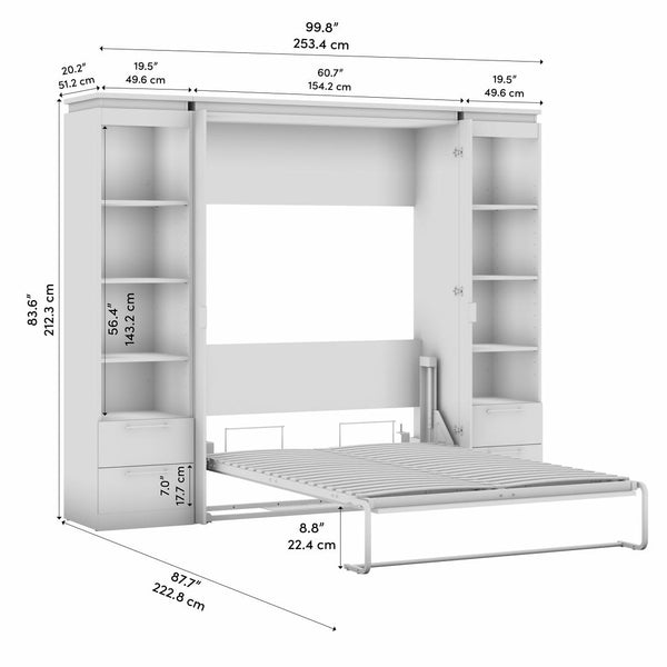 Full Murphy Bed with Shelves and Drawers (100W)