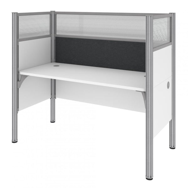 63W Single Office Cubicle with Gray Tack Board and High Privacy Panels