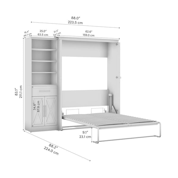 Full Murphy Bed and Closet Organizer with Drawer and Doors (88W)