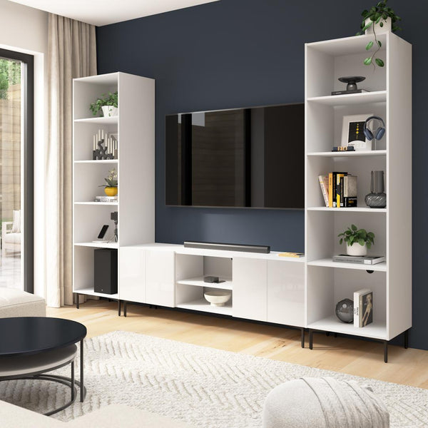 118W Modular Entertainment Center with TV Stand and Media Storage Towers