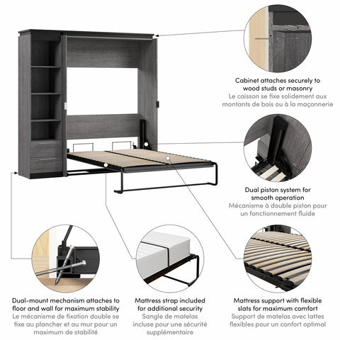 Full Murphy Bed with Shelves and Drawers (81W)