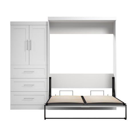 Queen Murphy Bed and Storage Cabinet with Drawers (101W)