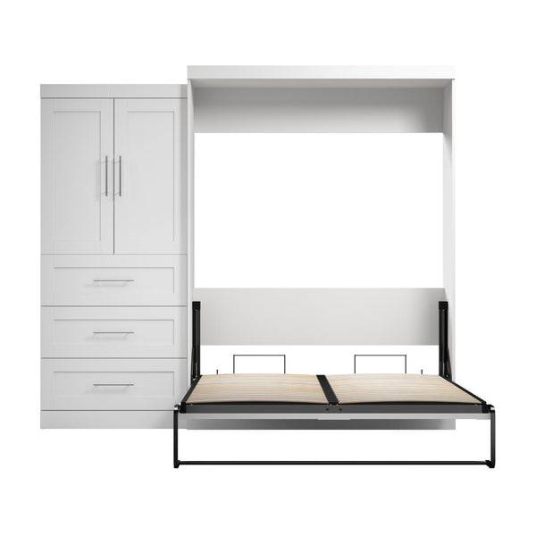 Queen Murphy Bed and Storage Cabinet with Drawers (101W)
