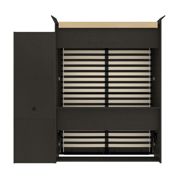 Queen Murphy Bed and Shelving Unit with 2 Drawers (92W)