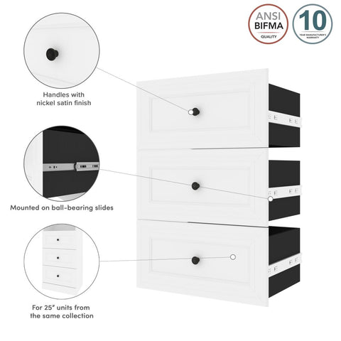 Traditional Drawers (3) Set, 25W x 15D