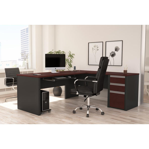 72W L-Shaped Desk with Pedestal
