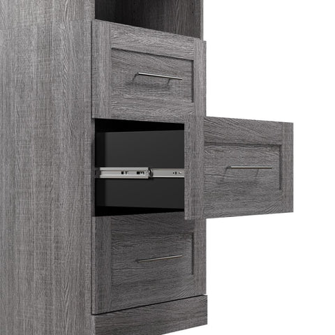 Contemporary Closet System with Shelves, Drawers & Clothing Rods, 61W x 19D