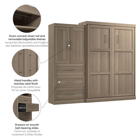 Queen Murphy Bed and Storage Cabinet with Drawers (101W)
