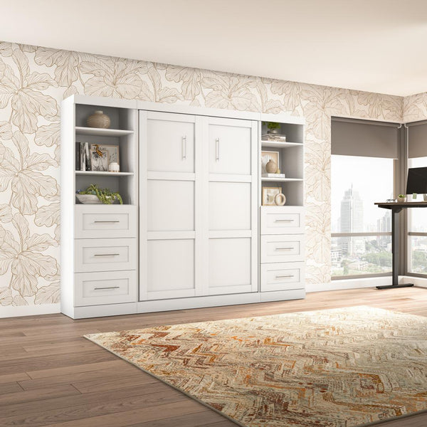 Full Murphy Bed and 2 Shelving Units with Drawers (109W)