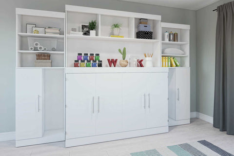 6-Piece Set Including One Queen Cabinet Bed with Mattress and Assorted Storage Units