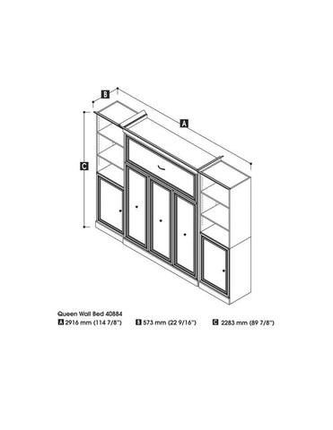 Queen Murphy Bed and 2 Closet Organizers with Doors (115W)