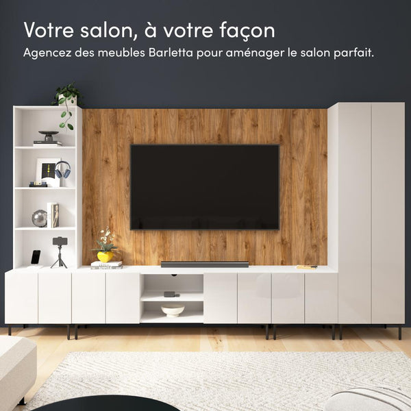 94W Modular Entertainment Center with TV Stand, Storage Cabinet, and Large Wall Panel