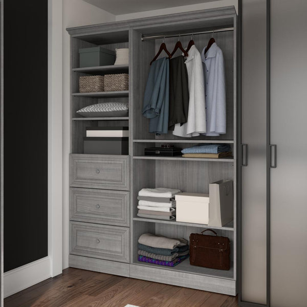 Traditional Closet System with Shelves, Drawers & Clothing Rods, 61W x 20D