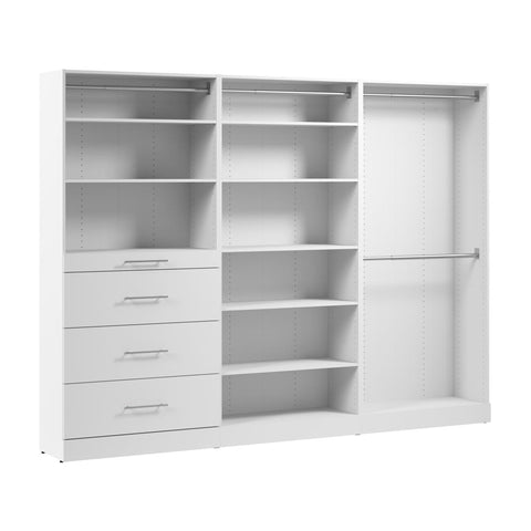 Modular Closet System with Shelves, Drawers & Clothing Rods, Slab Style, 107W x 16D