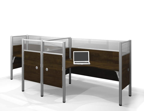 Two Closed Side-by-Side L-Shaped Office Cubicles with High Privacy Panels